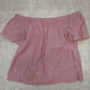 Messini red white off shoulder stripe blouse